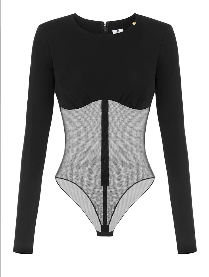 Body in jersey crêpe e tulle rete