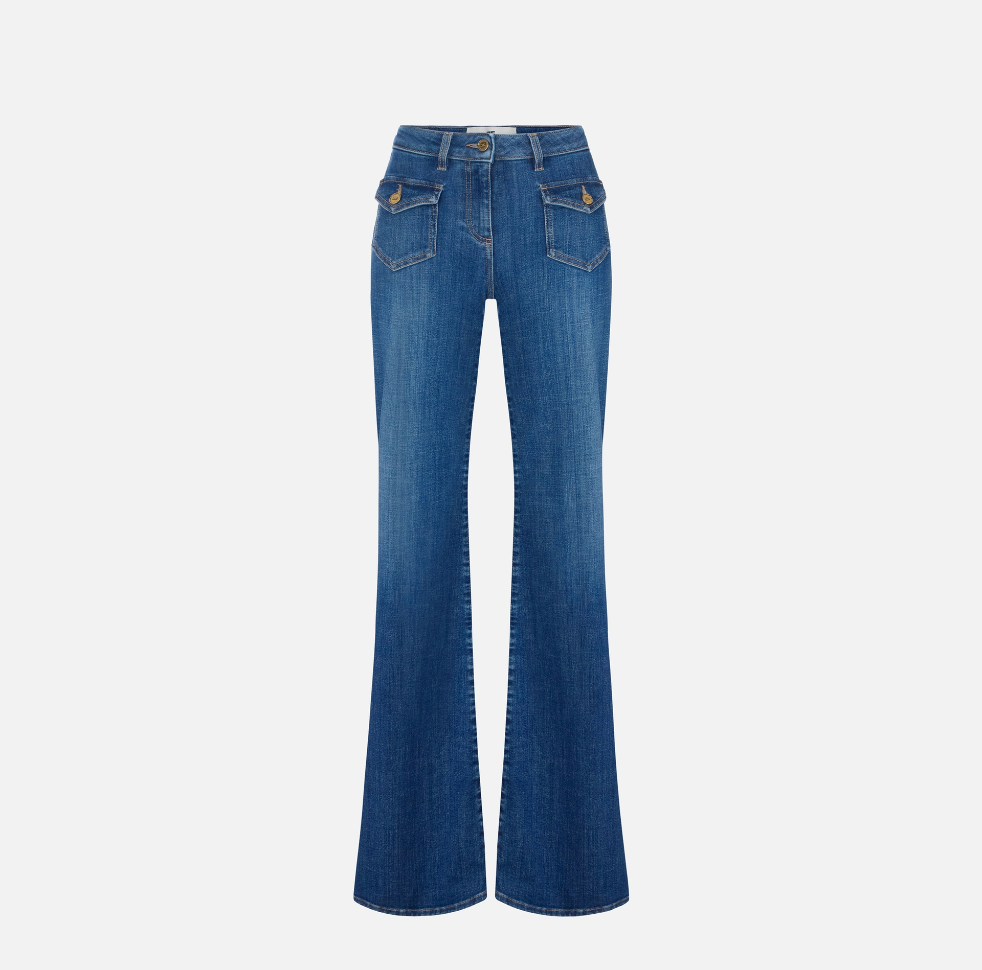 Jeans a zampa con taschini