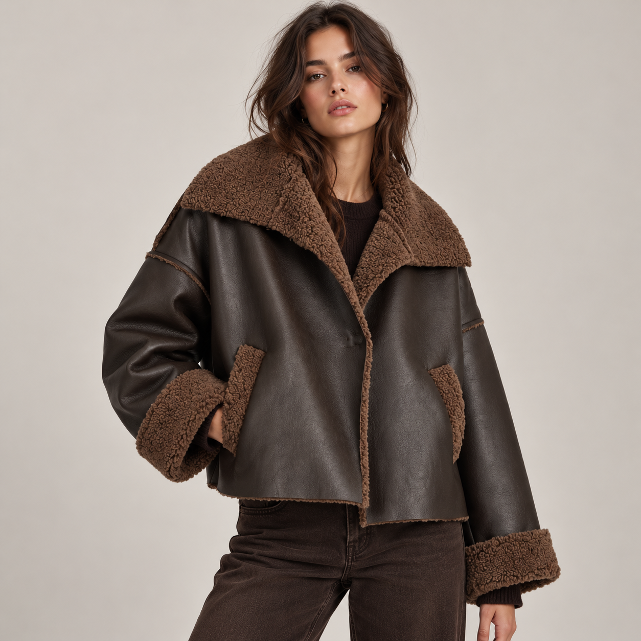 Giacca oversize in shearling sintetico - immagine 3