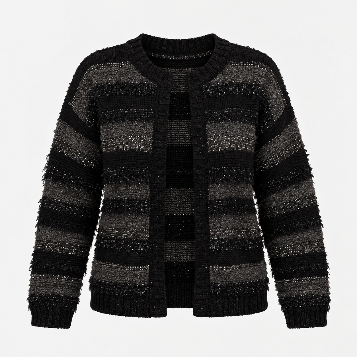 Cardigan In Maglia Con Mix Di Punti